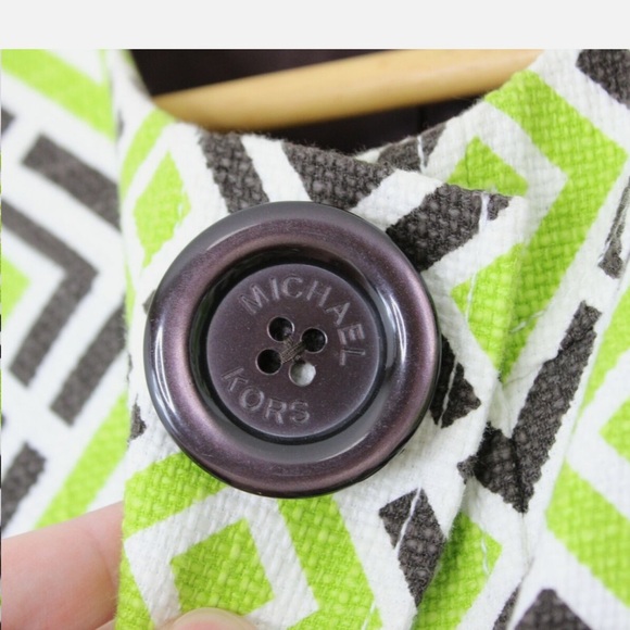 MICHAEL Michael Kors Green and Black Geometric Blazer - Picture 3 of 11